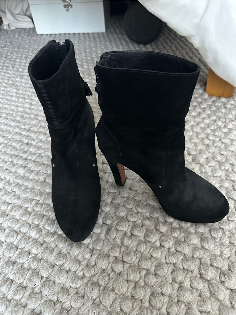 Rag & Bone Black Suede Mid-Calf Heeled Boots